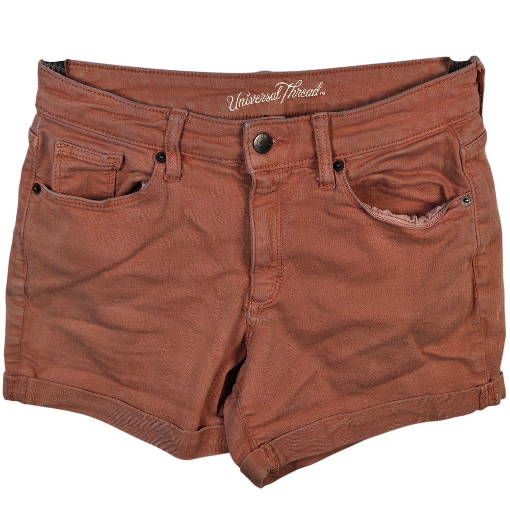 Universal Thread Womens‎ High Rise Shorts Orange Terracotta Rust Cuffed Size 4